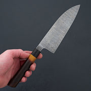 Halcyon Forge 1095 Nickel Ladder Damascus Santoku 165mm Burnt Osage Orange-Knife-Halcyon Forge-Carbon Knife Co