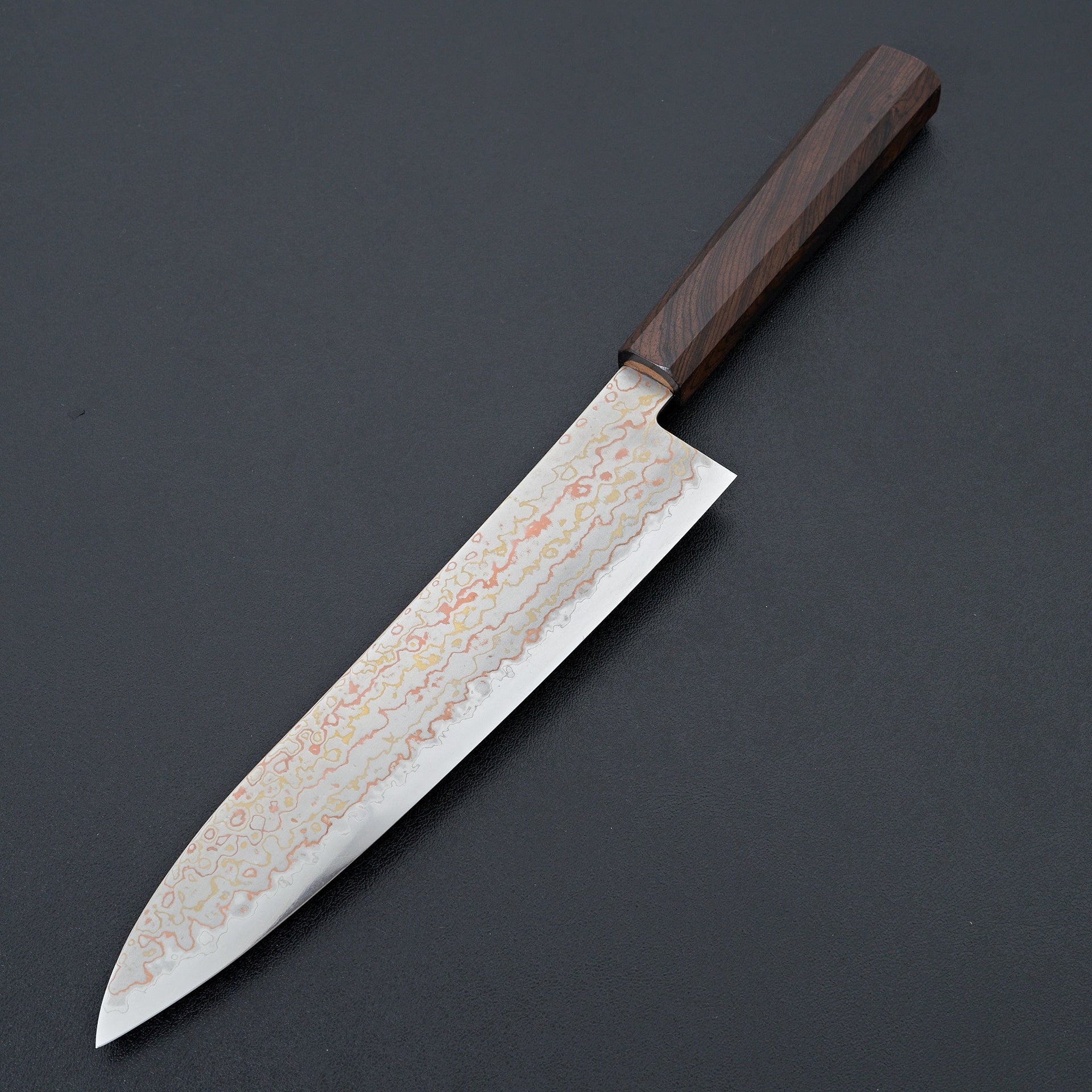 Hatsukokoro Hayabusa Blue 2 Rainbow Damascus Gyuto 210mm-Knife-Hatsukokoro-Carbon Knife Co