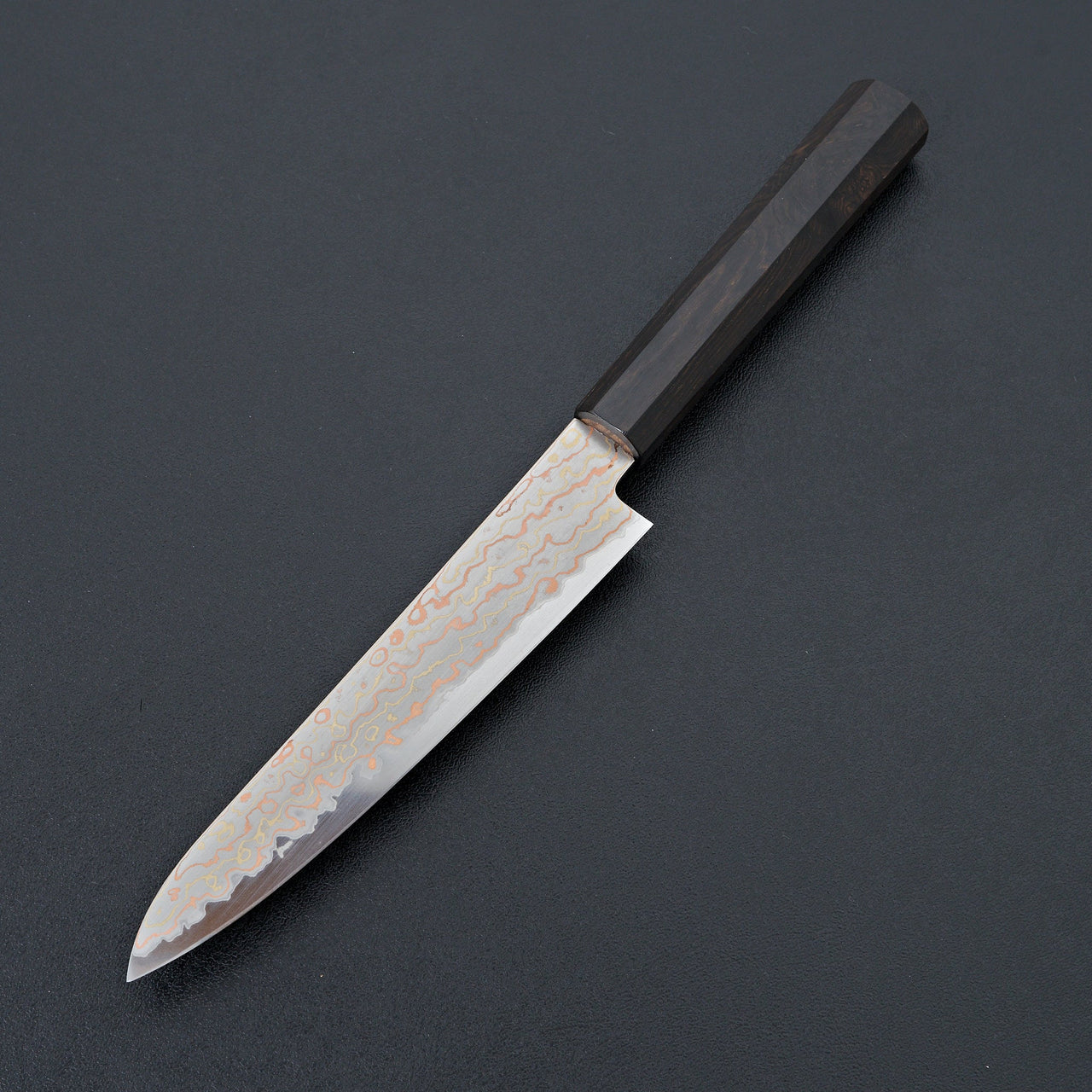 Hatsukokoro Hayabusa Blue 2 Rainbow Damascus Petty 150mm-Knife-Hatsukokoro-Carbon Knife Co