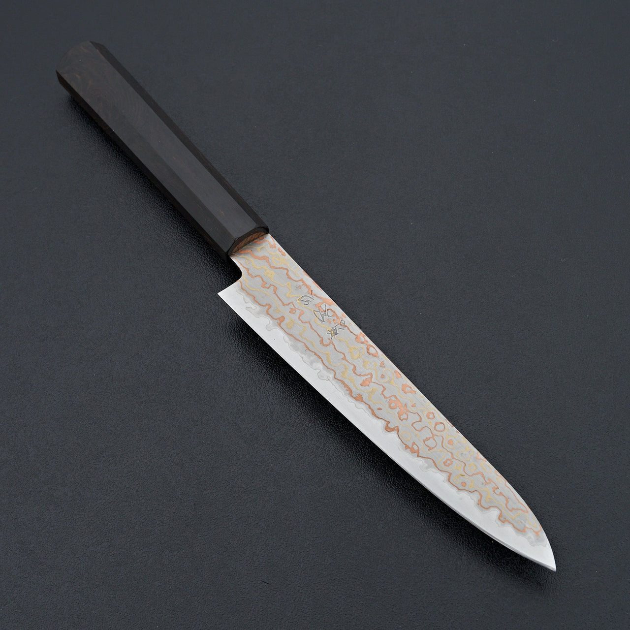 Hatsukokoro Hayabusa Blue 2 Rainbow Damascus Petty 150mm-Knife-Hatsukokoro-Carbon Knife Co