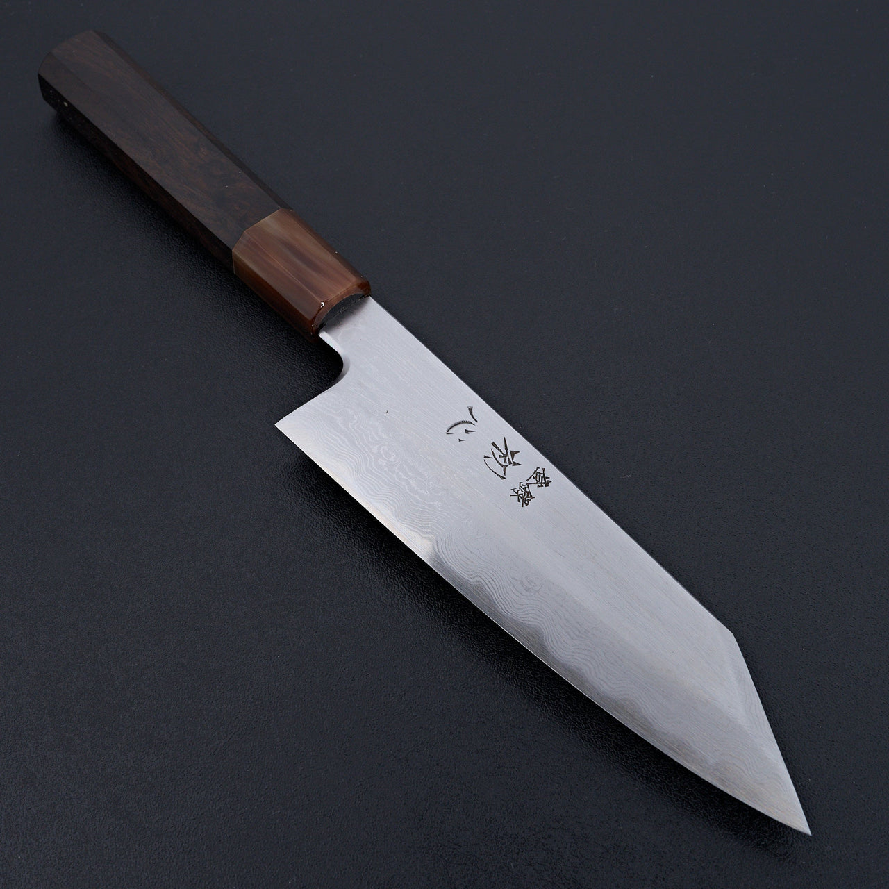 Hatsukokoro Satoshi Nakagawa Blue 1 Damascus Bunka-Handk-Carbon Knife Co
