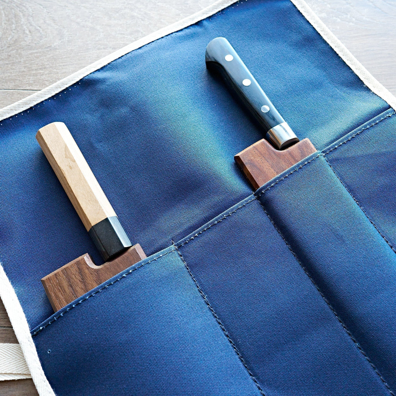 Hitohira 4 Pockets Canvas Knife Roll Navy-Knife Accessories-Hitohira-Carbon Knife Co