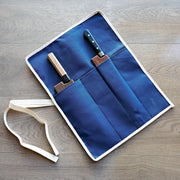 Hitohira 4 Pockets Canvas Knife Roll Navy-Knife Accessories-Hitohira-Carbon Knife Co