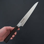 Hitohira Imojiya TH Stainless Bread Knife 240mm Ebony Handle (Wa)-Knife-Hitohira-Carbon Knife Co