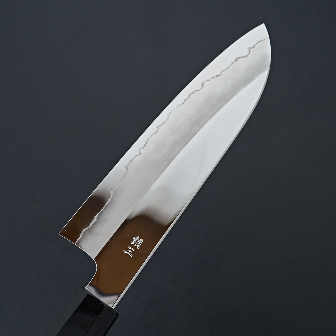 Hitohira Kikuchiyo Rou Silver #3 Mirror Polished Santoku Taihei Makassar Ebony Handle-Knife-Hitohira-Carbon Knife Co