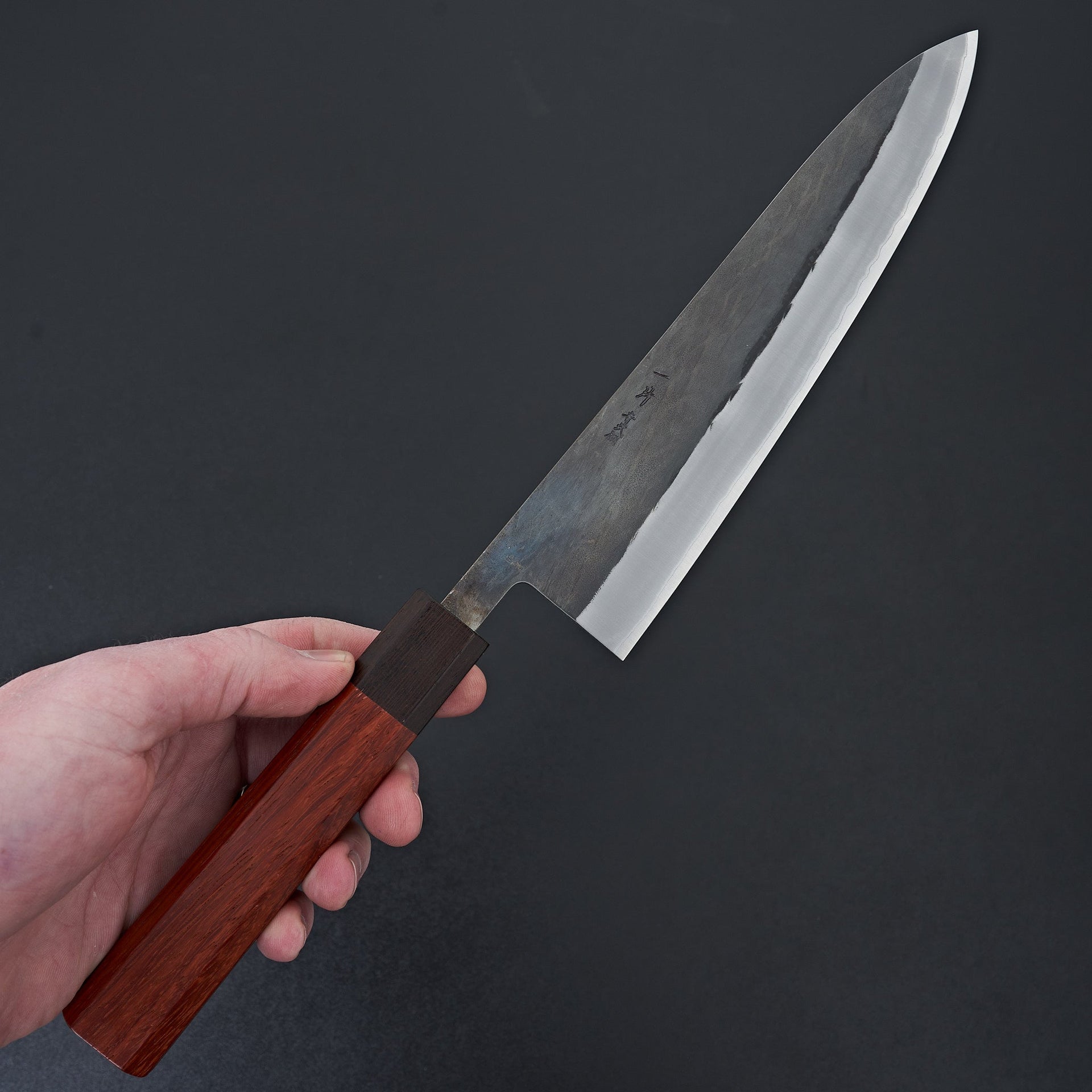 Hitohira TD Blue #2 Stainless Clad Kurouchi Gyuto 210mm Padauk Handle-Knife-Hitohira-Carbon Knife Co