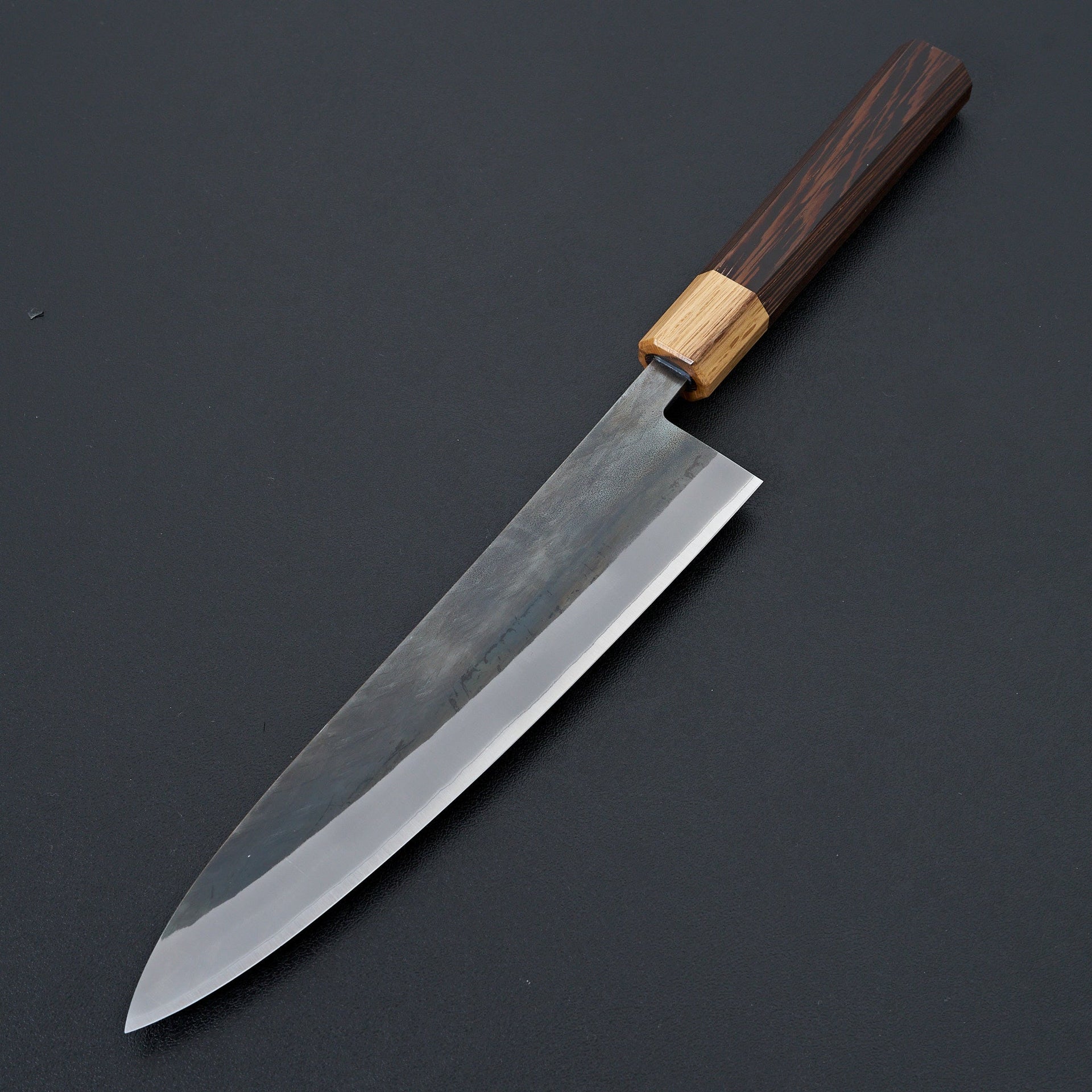 Hitohira TD Blue #2 Stainless Clad Kurouchi Gyuto 210mm Wenge Handle-Knife-Hitohira-Carbon Knife Co