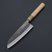 Hitohira TD Blue #2 Stainless Clad Kurouchi Santoku 165mm Ho Wood Handle (D-Shape)-Knife-Hitohira-Carbon Knife Co