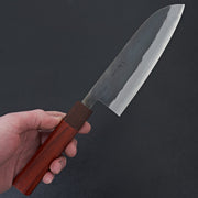 Hitohira TD Blue #2 Stainless Clad Kurouchi Santoku 165mm Padauk Handle-Knife-Hitohira-Carbon Knife Co