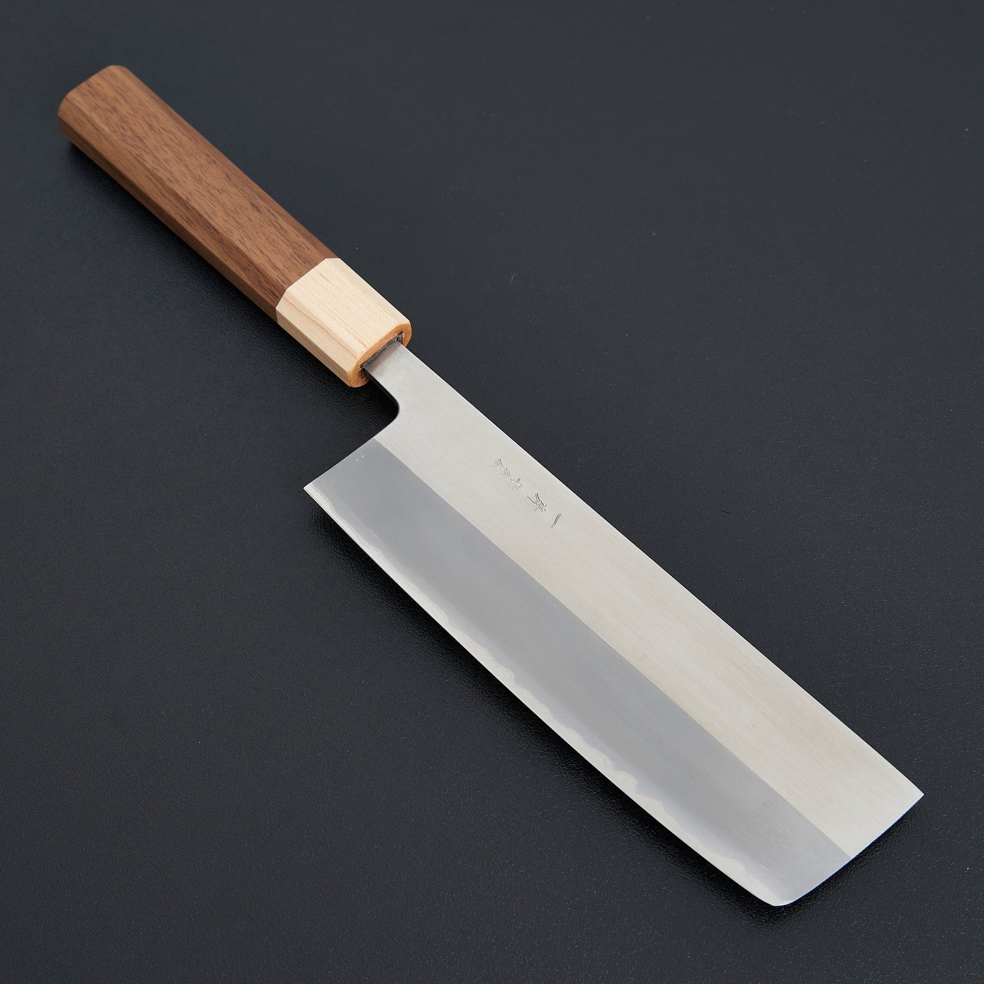 Hitohira TD Blue #2 Stainless Clad Migaki Nakiri 165mm Walnut Handle-Knife-Hitohira-Carbon Knife Co
