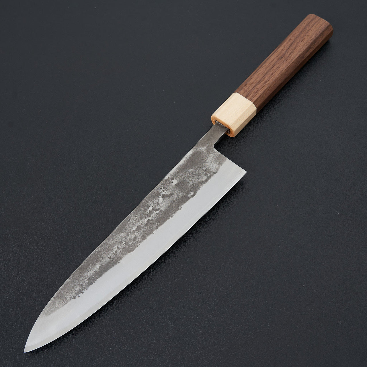 Hitohira TD Blue #2 Stainless Clad Nashiji Gyuto 210mm Walnut Handle-Hitohira-Carbon Knife Co