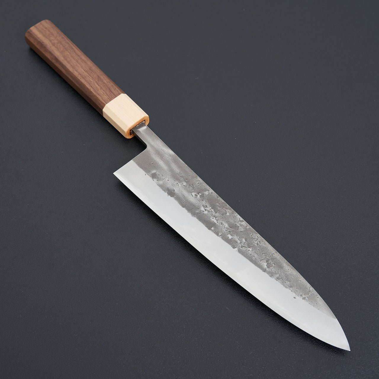 Hitohira TD Blue #2 Stainless Clad Nashiji Gyuto 210mm Walnut Handle-Hitohira-Carbon Knife Co