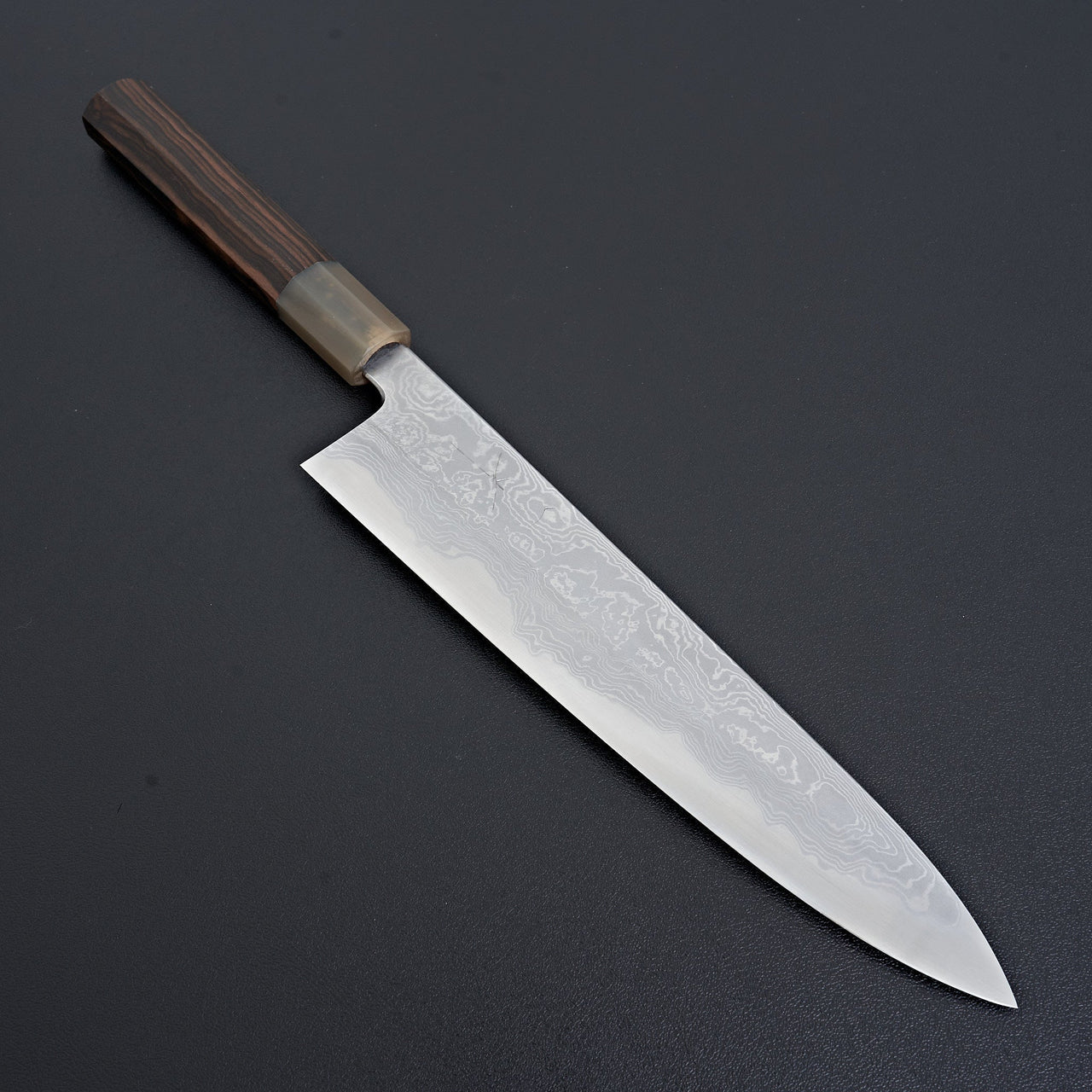 Hitohira Tanaka Kyuzo Blue #1 Damascus Gyuto 240mm Taihei Makassar Ebony Handle-Knife-Hitohira-Carbon Knife Co