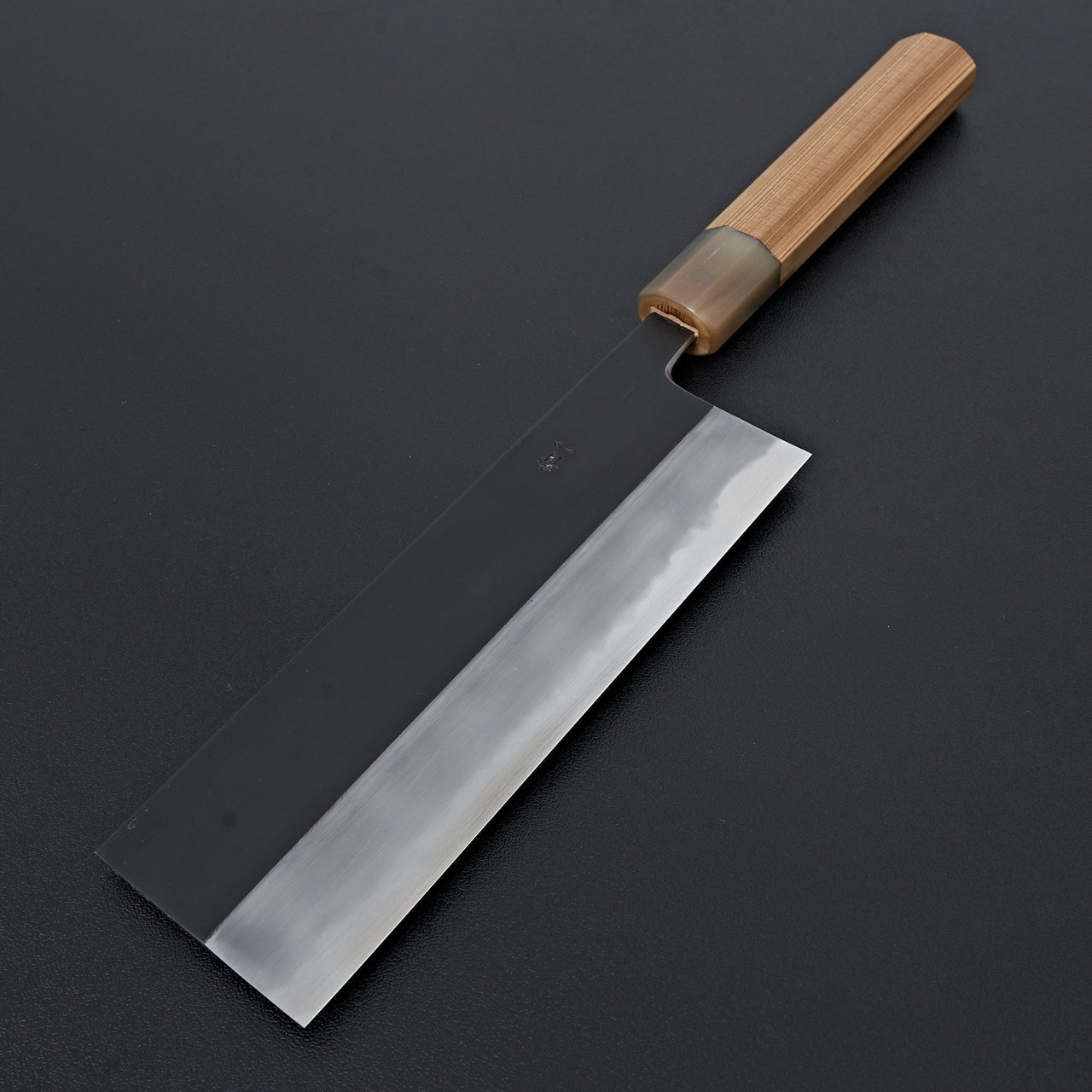 Hitohira Tanaka Kyuzo Blue #1 Kurouchi Nakiri 180mm Yakusugi Cedar Handle (Kaku)-Knife-Hitohira-Carbon Knife Co