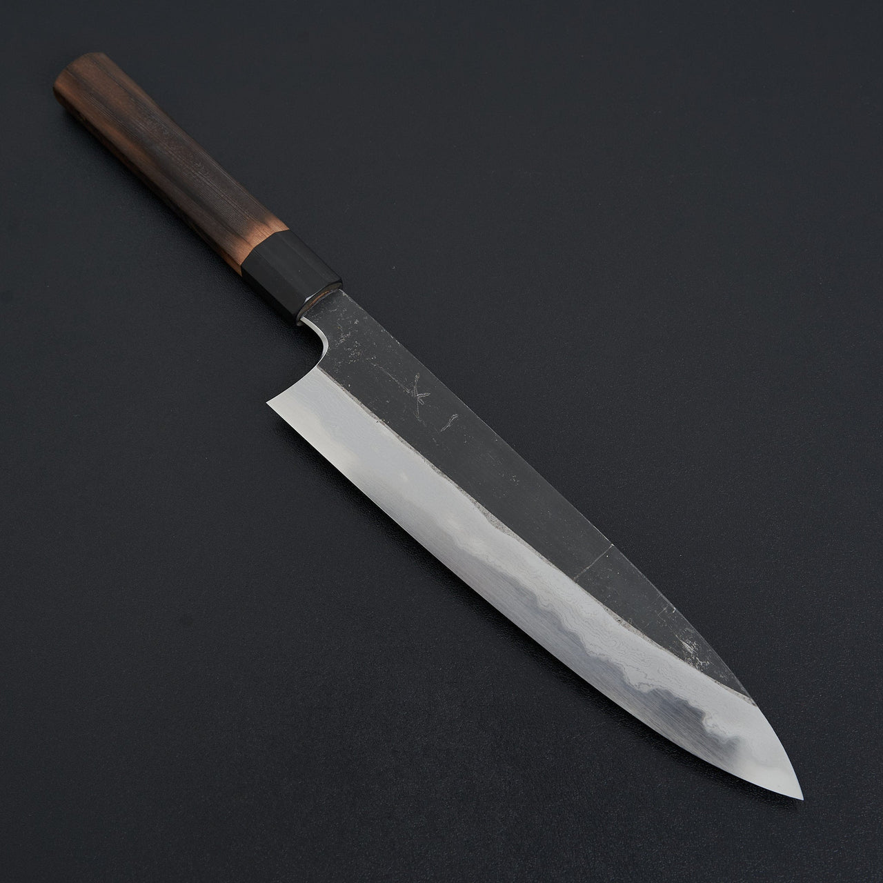Hitohira Togashi White #1 Kurouchi Damascus Gyuto 240mm Burnt Yakusugi Handle-Knife-Hitohira-Carbon Knife Co