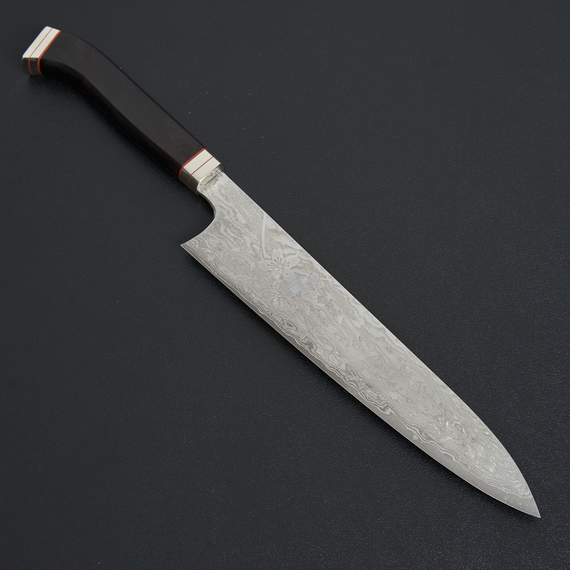 Hitohira Uki Sakura Damascus Gyuto 240mm Ebony Handle (Fusion Handle)-Knife-Hitohira-Carbon Knife Co