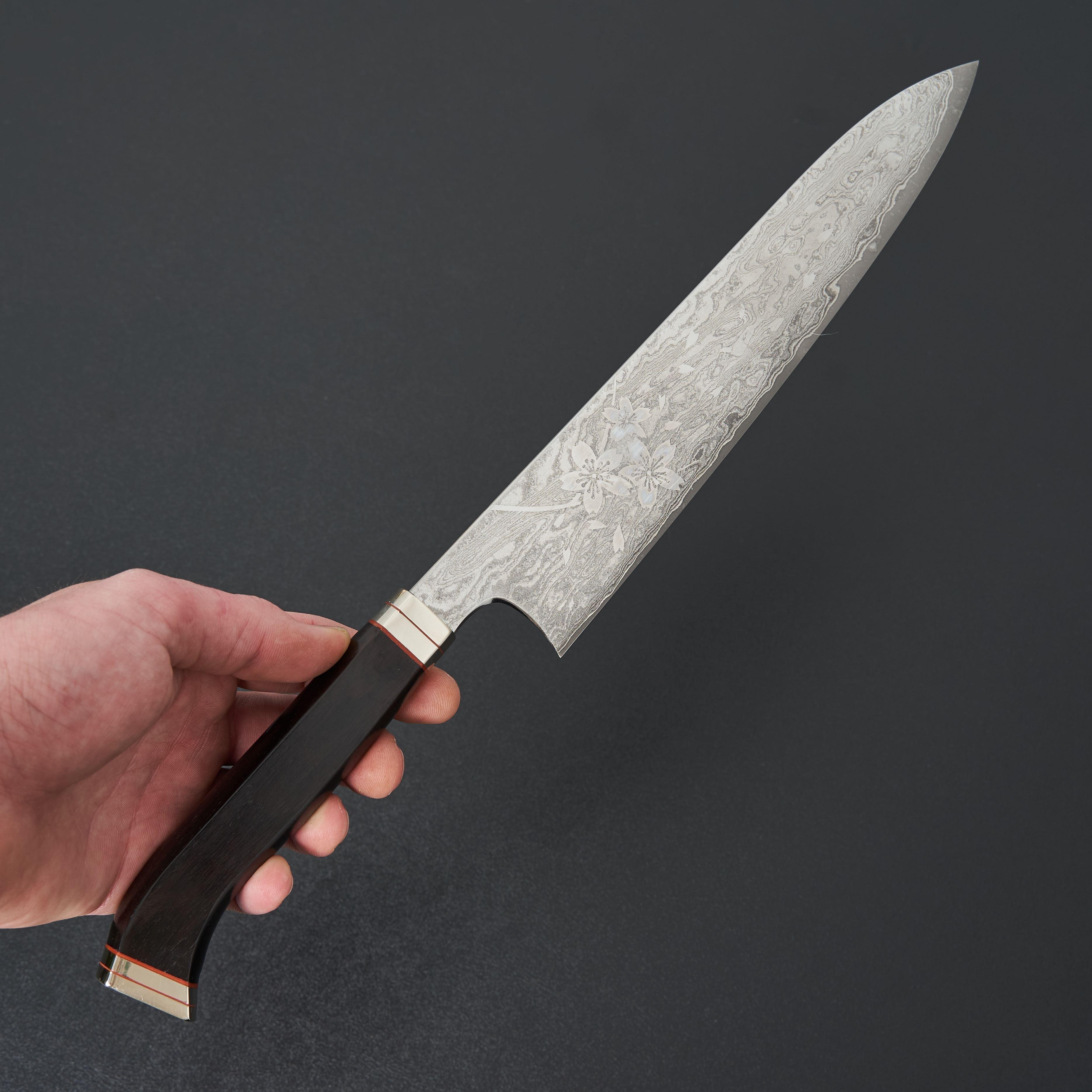 Hitohira Uki Sakura Damascus Gyuto 240mm Ebony Handle