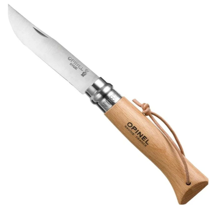 Opinel No.8 Stainless Folding Knife with Lanyard