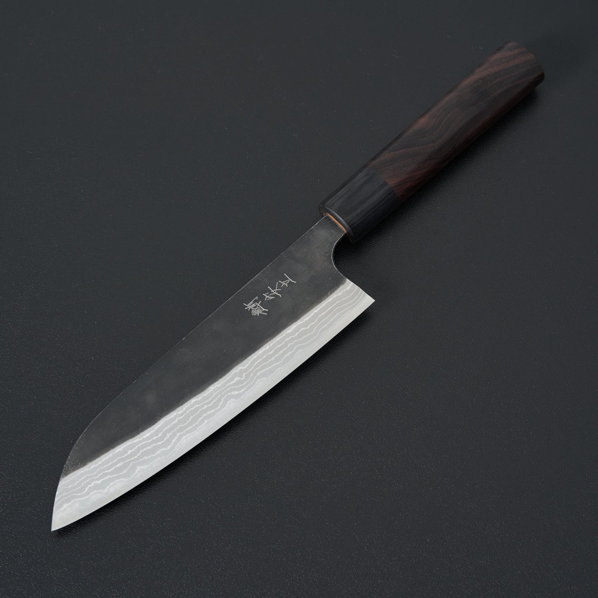 Katsushige Anryu Kurouchi Damascus White #2 Santoku 165mm-Knife-Katsushige Anryu-Carbon Knife Co