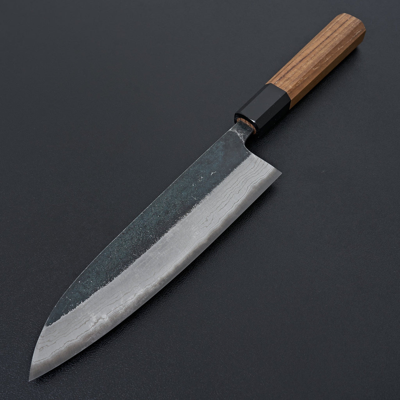 Kumokage Blue #2 Kurouchi Damascus Santoku 180mm-Knife-Hatsukokoro-Carbon Knife Co