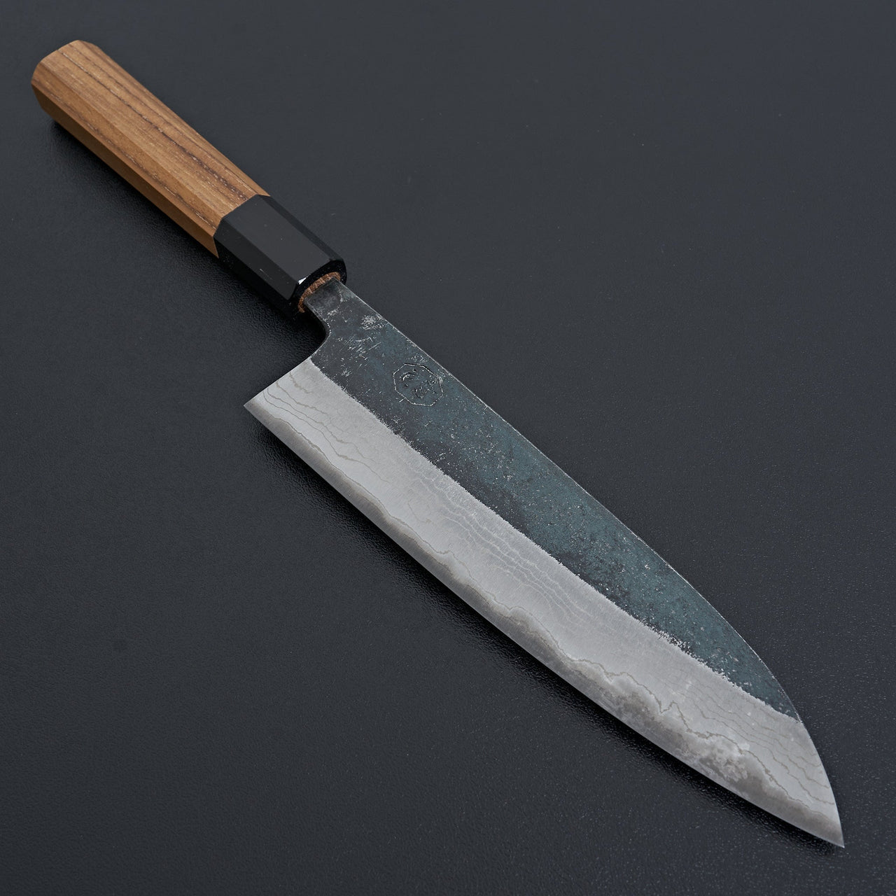 Kumokage Blue #2 Kurouchi Damascus Santoku 180mm-Knife-Hatsukokoro-Carbon Knife Co