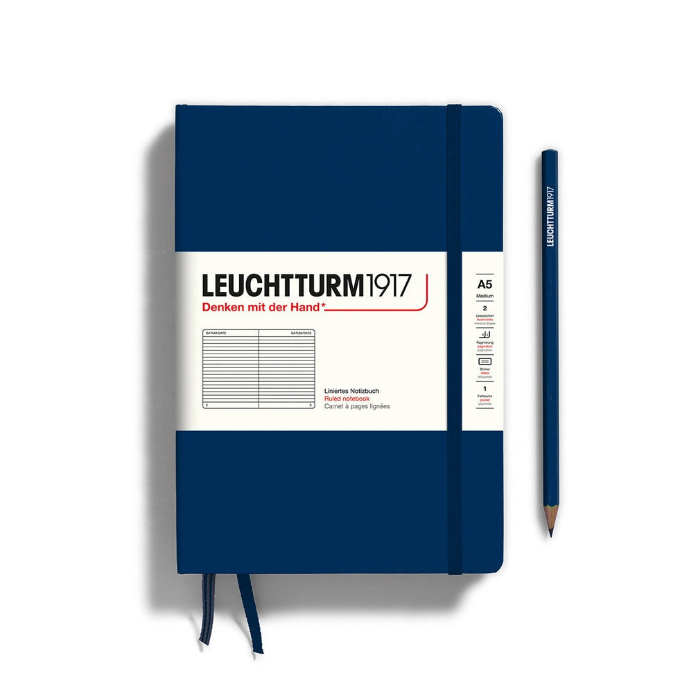 Leuchtturm1917 Hardcover Ruled - Medium (A5) - Navy-Books-LEUCHTTURM1917-Carbon Knife Co