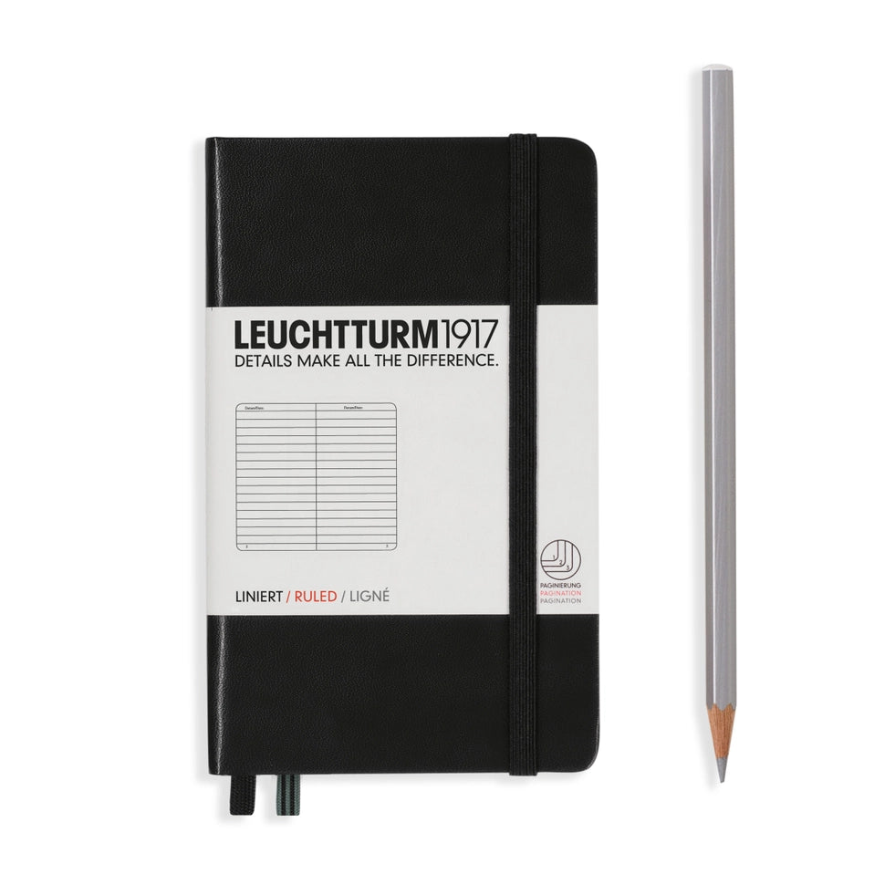 Leuchtturm1917 Hardcover Ruled - Pocket (A6) - Black-Books-LEUCHTTURM1917-Carbon Knife Co