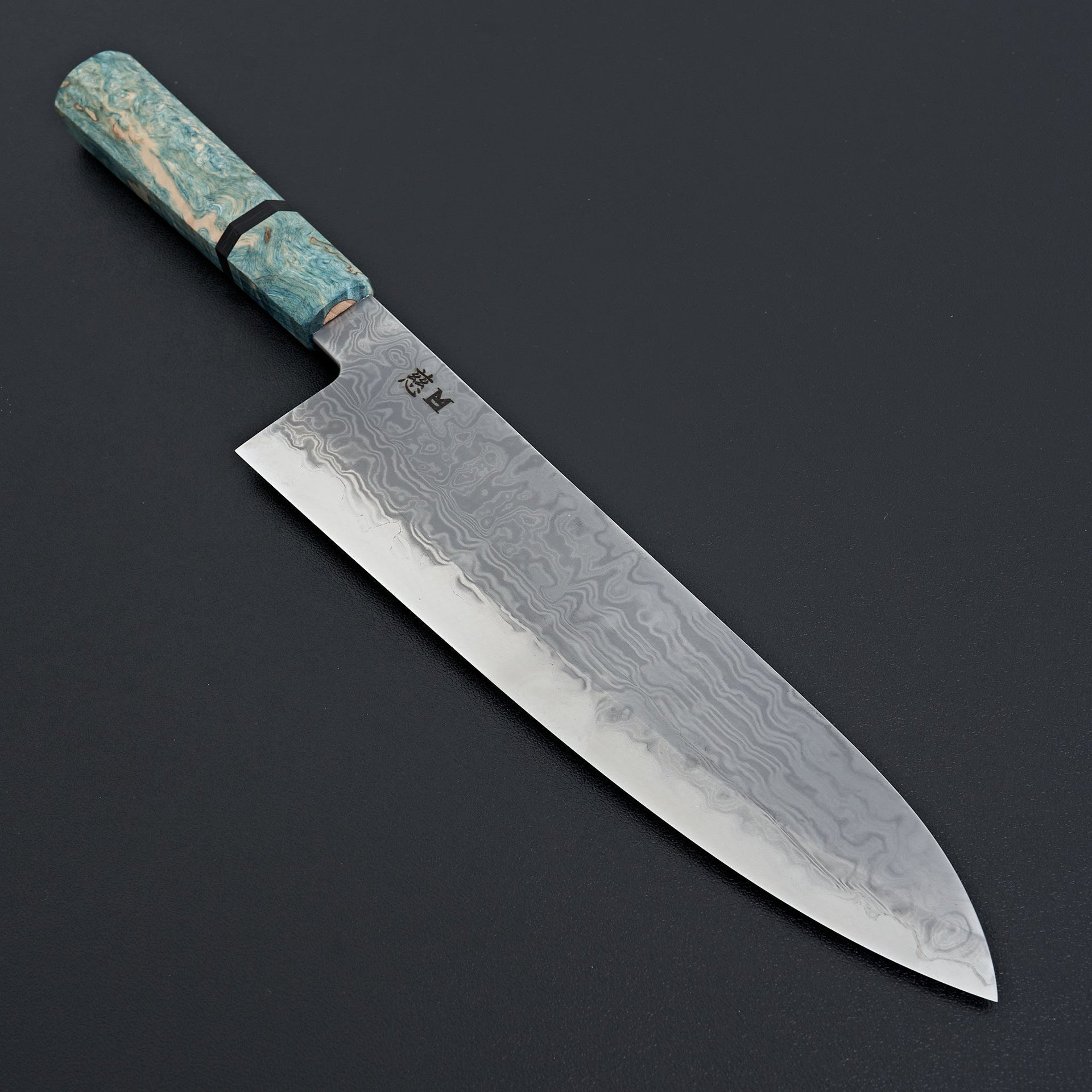 Merion Forge Kasumi Damascus Gyuto 210mm Blue Karelian Birch-Knife-Merion Foege-Carbon Knife Co