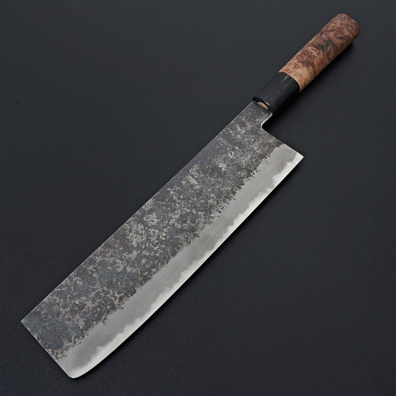 Merion Forge Wrought Iron Nakiri 210mm Alder Wood-Knife-Merion Foege-Carbon Knife Co