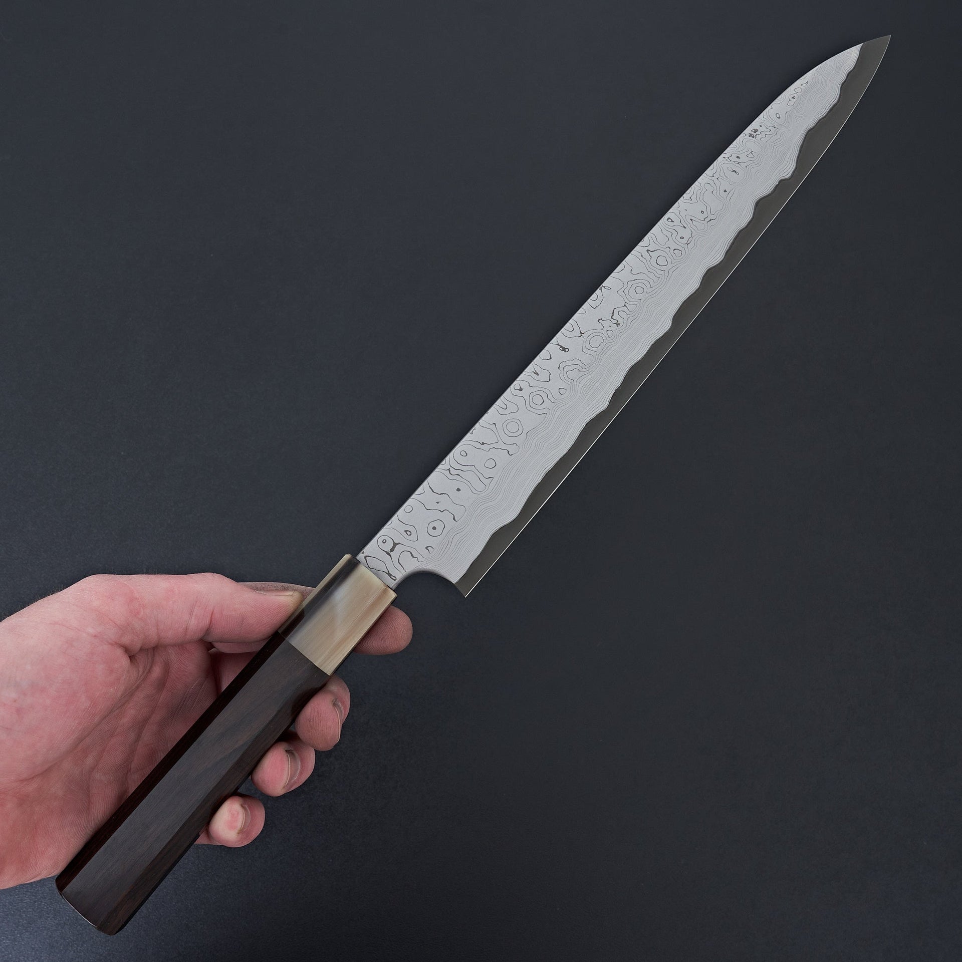 Nigara Hamono Blue 2 Kurozome Damascus Yanagiba 270mm-Knife-Handk-Carbon Knife Co