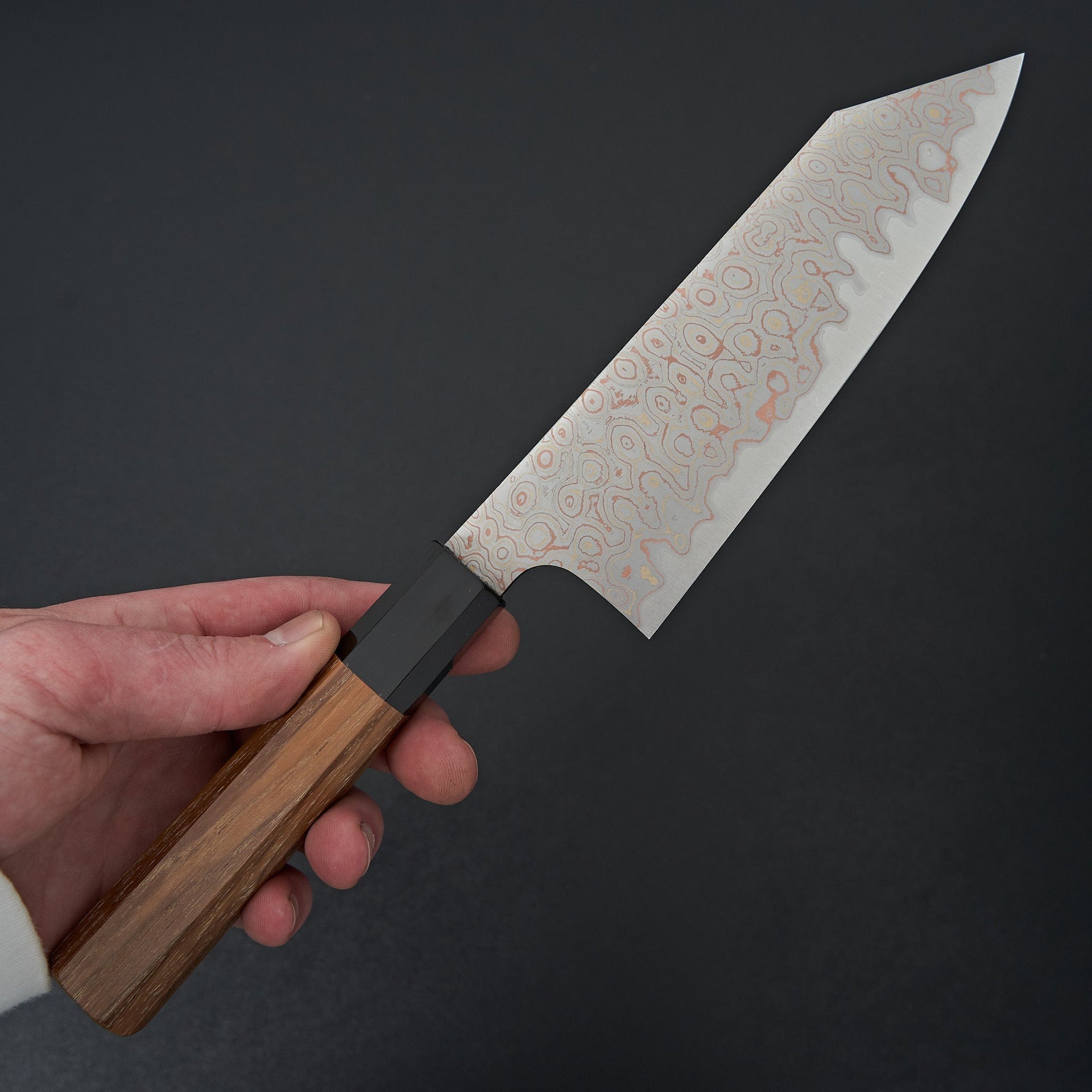 Nigara Hamono Blue 2 Rainbow Damascus Bunka 180mm-Knife-Handk-Carbon Knife Co