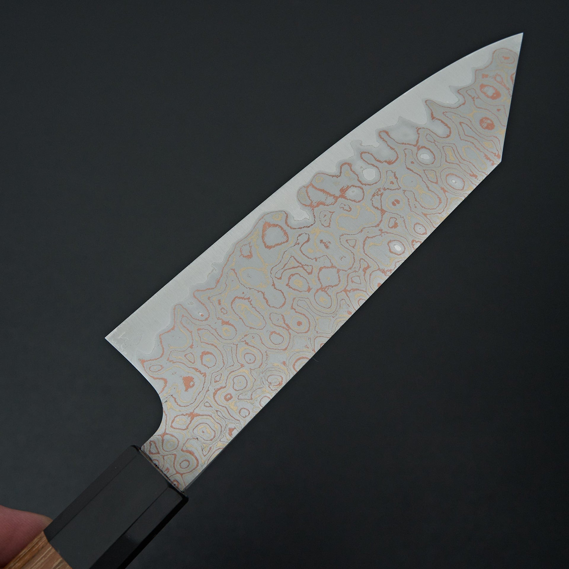 Nigara Hamono Blue 2 Rainbow Damascus Bunka 180mm-Knife-Handk-Carbon Knife Co