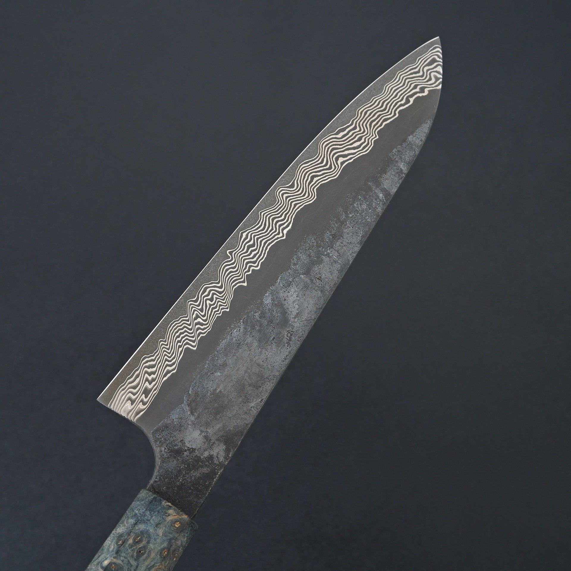 Nigara Hamono Ginsan Damascus Kurozome Gyuto 210mm-Knife-Hayabusa-Carbon Knife Co