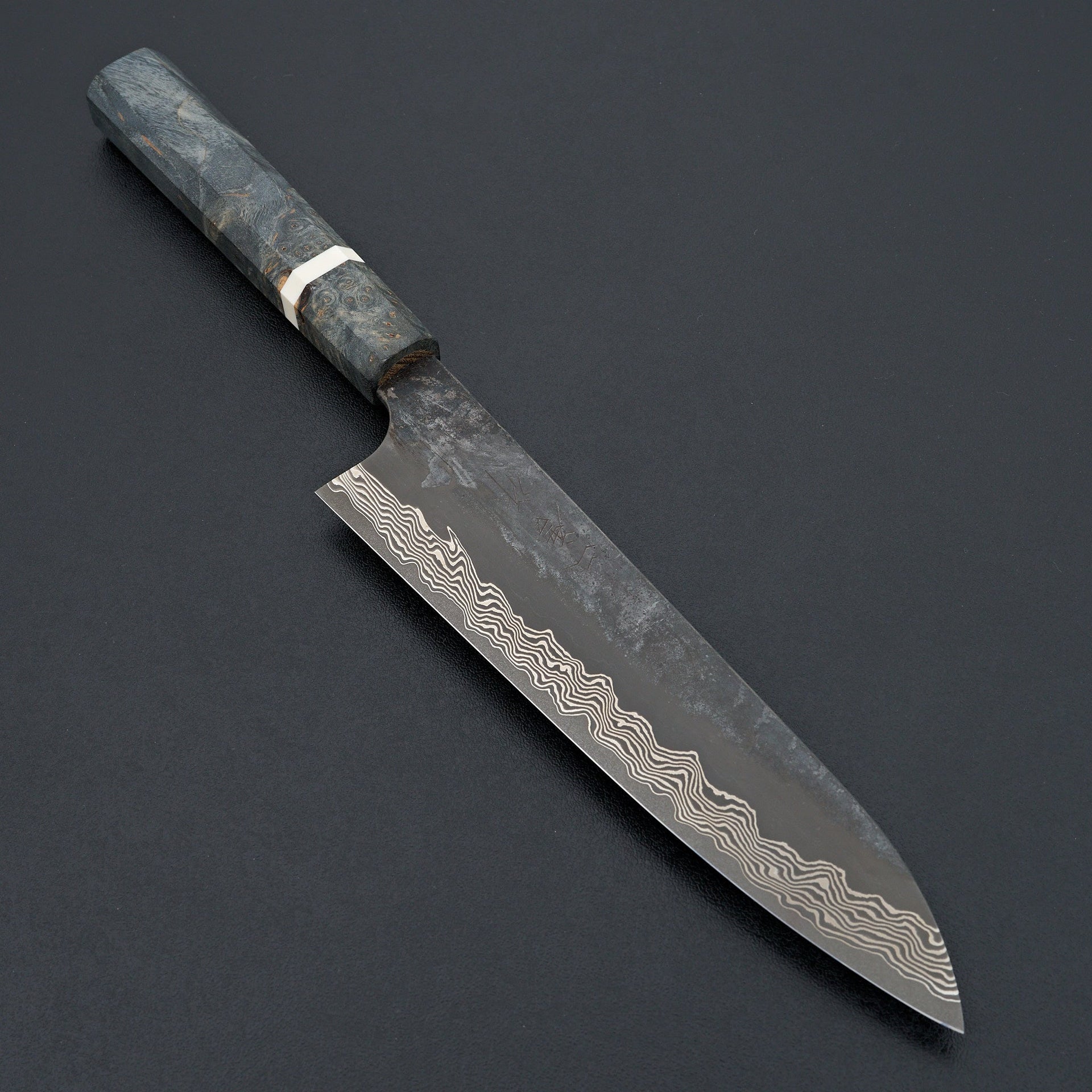 Nigara Hamono Ginsan Damascus Kurozome Gyuto 210mm-Knife-Hayabusa-Carbon Knife Co