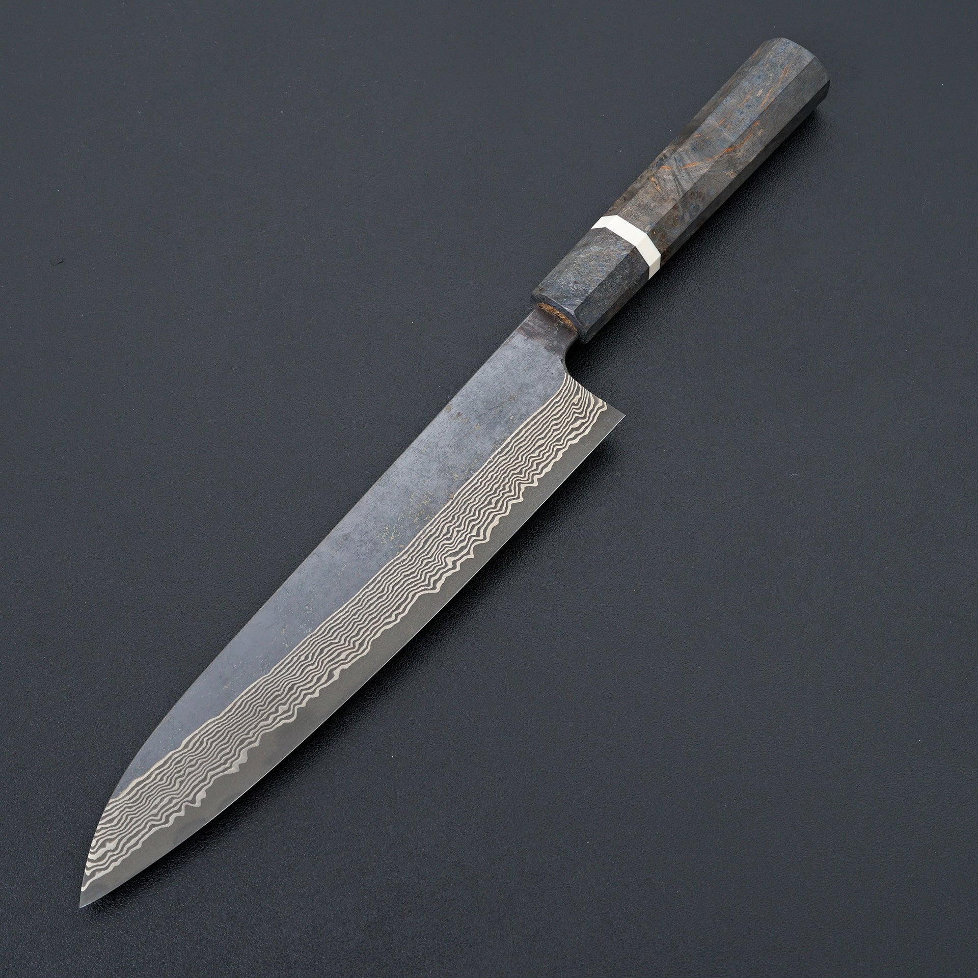 Nigara Hamono Ginsan Damascus Kurozome Gyuto 240mm-Knife-Hayabusa-Carbon Knife Co