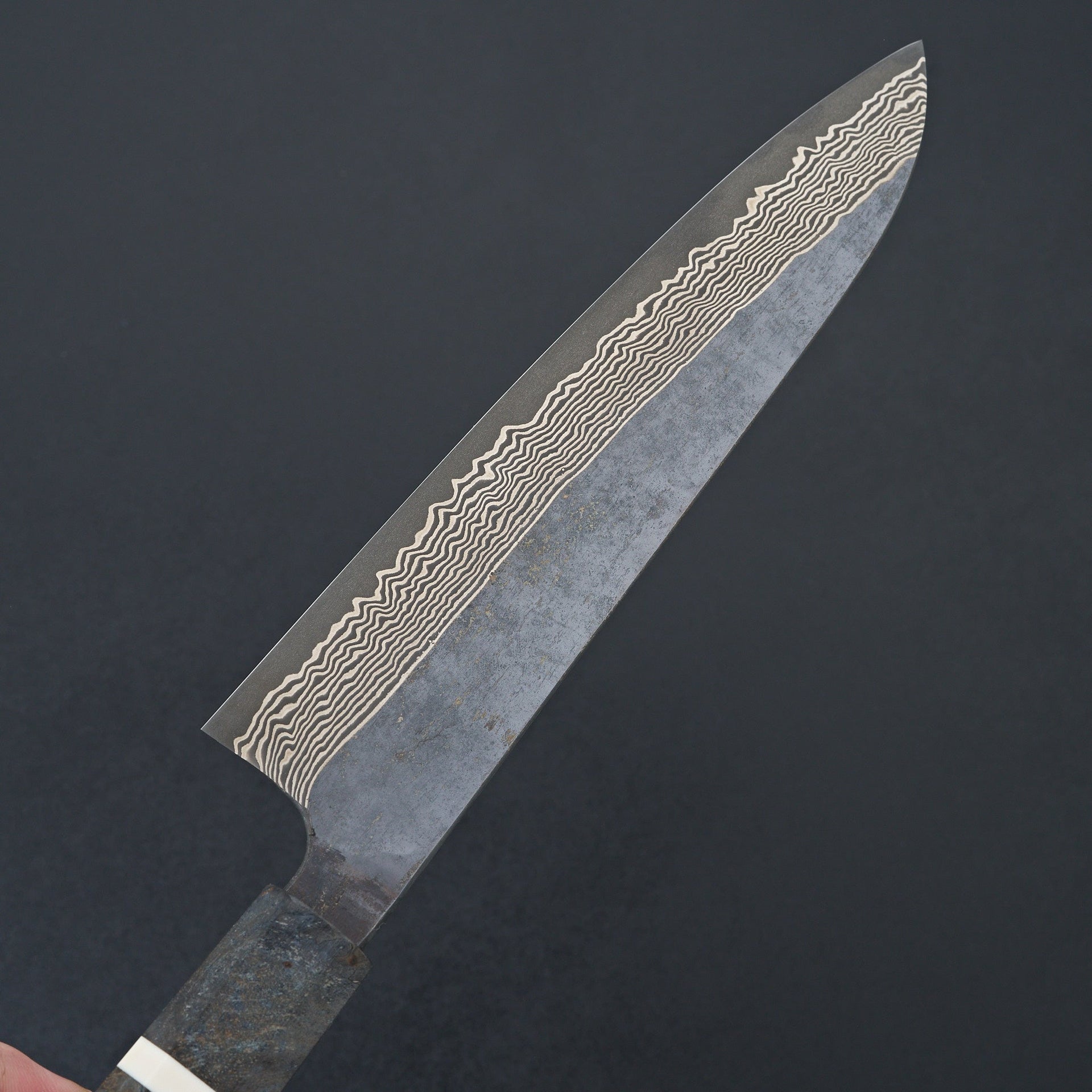 Nigara Hamono Ginsan Damascus Kurozome Gyuto 240mm-Knife-Hayabusa-Carbon Knife Co