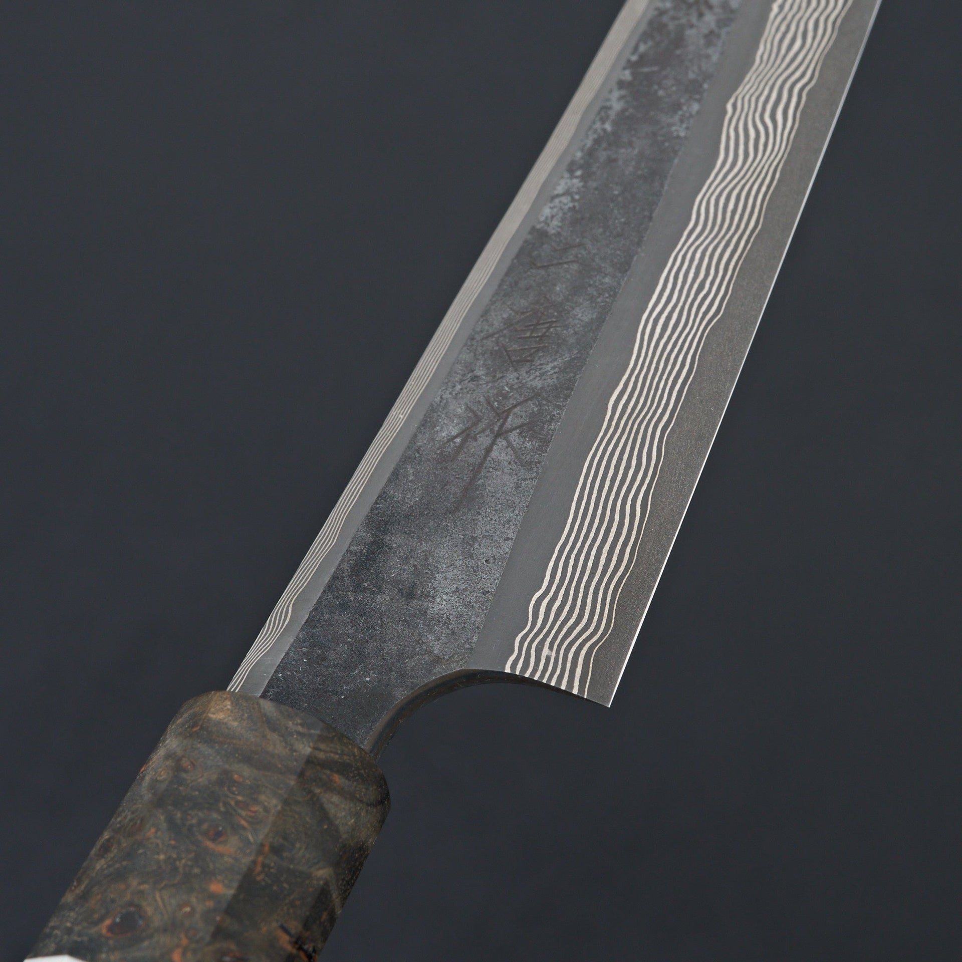 Nigara Hamono Ginsan Damascus Kurozome Kiritsuke Petty 150mm-Knife-Hayabusa-Carbon Knife Co