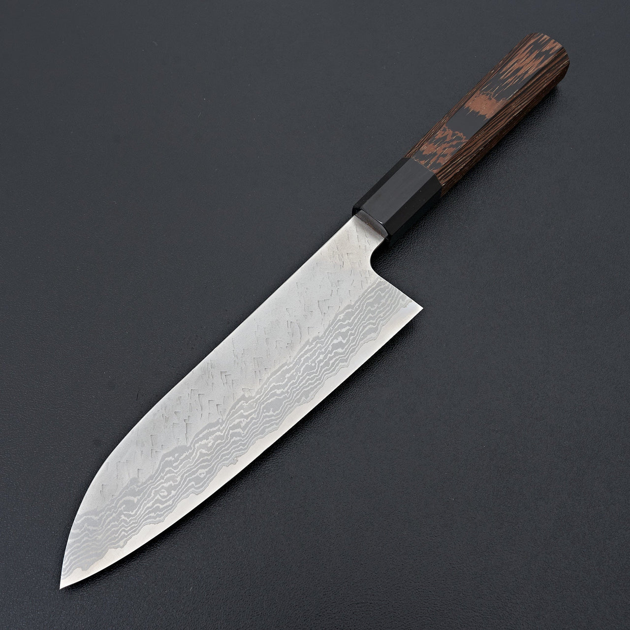 Nigara Hamono VG10 Migaki Tsuchime Damascus Santoku 180mm-Knife-Handk-Carbon Knife Co
