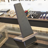 Piotr the Bear Magnetic Knife Stand Black Leather and Oak