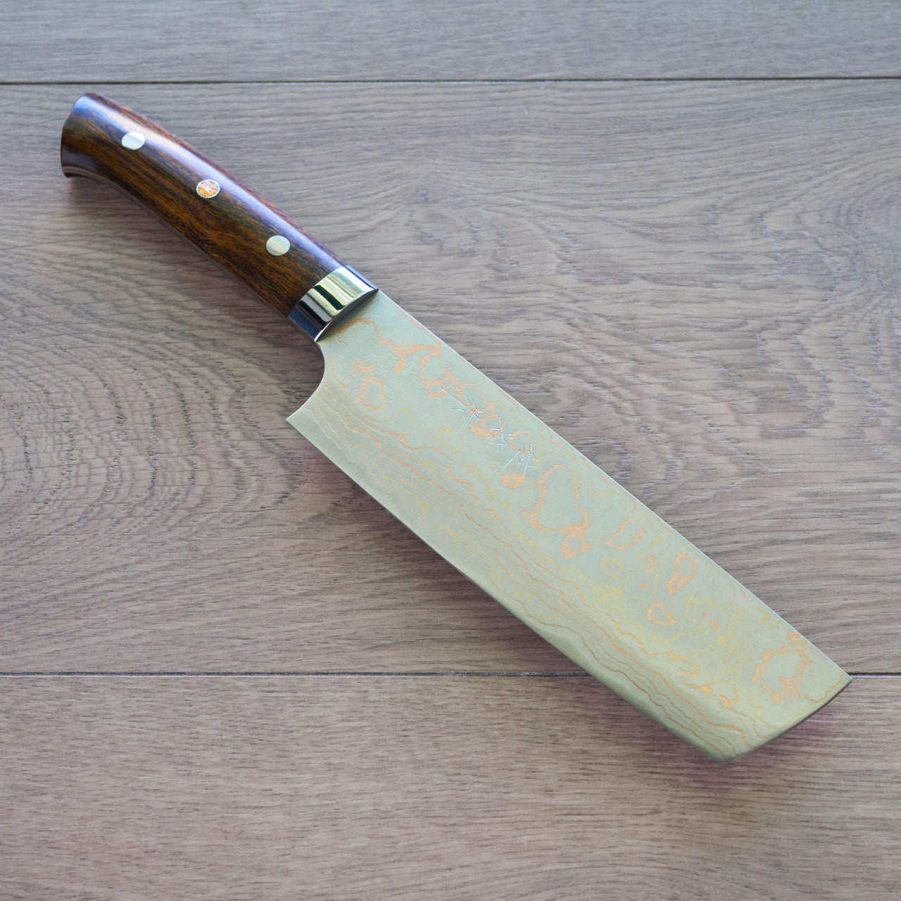 Saji Rainbow Damascus Nakiri 165mm-Knife-Takeshi Saji-Carbon Knife Co