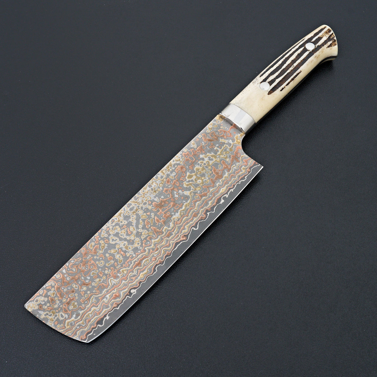 Saji Yushoku Damascus Nakiri 170mm-Knife-Nakaya-Carbon Knife Co