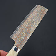 Saji Yushoku Damascus Nakiri 170mm-Knife-Nakaya-Carbon Knife Co