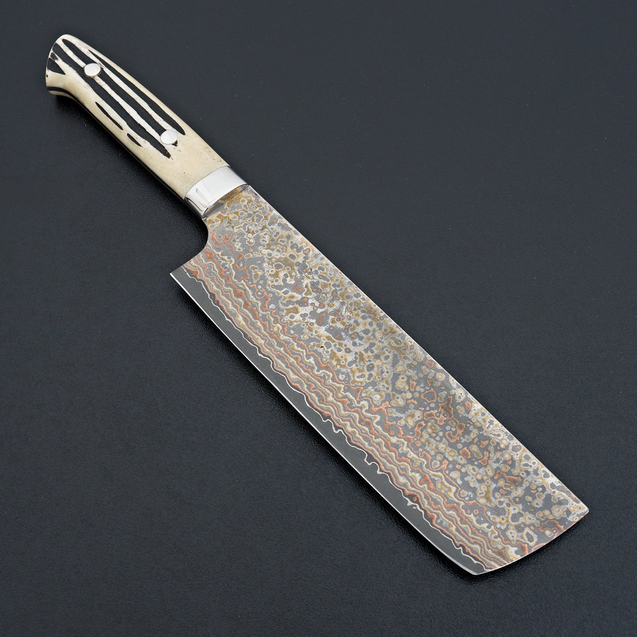 Saji Yushoku Damascus Nakiri 170mm-Knife-Nakaya-Carbon Knife Co