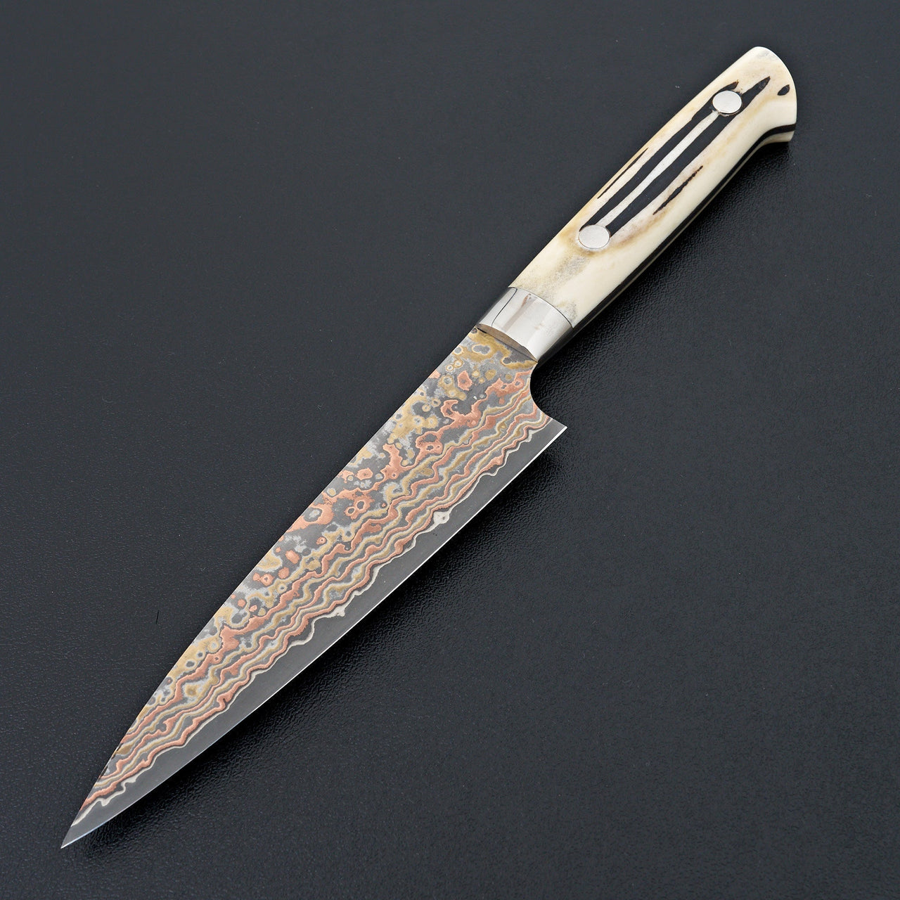 Saji Yushoku Damascus Petty 130mm-Knife-Nakaya-Carbon Knife Co