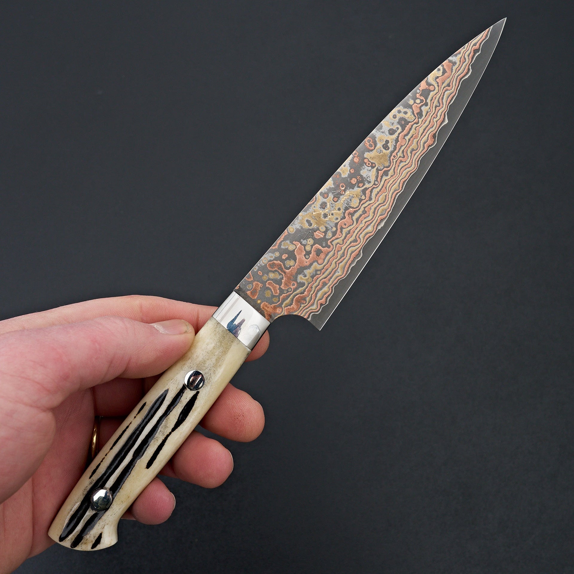 Saji Yushoku Damascus Petty 130mm-Knife-Nakaya-Carbon Knife Co