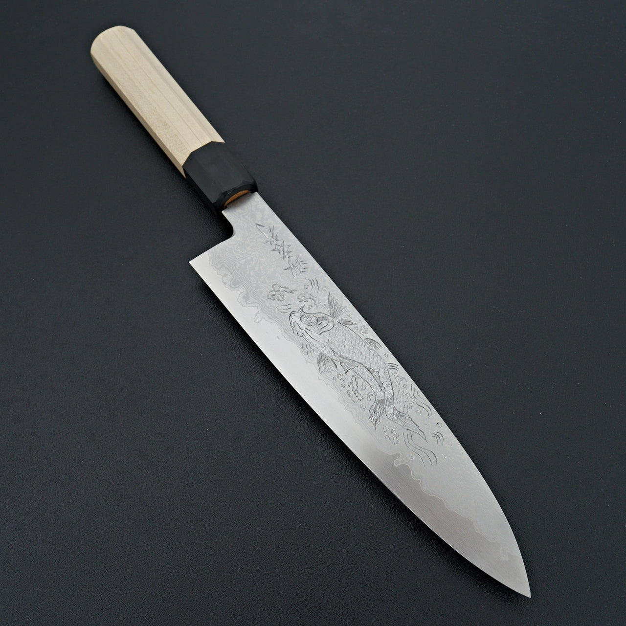 Sakai Takayuki Michiko Kubota "Koi" Engraved Ginsan Gyuto 210mm-Knife-Sakai Takayuki-Carbon Knife Co