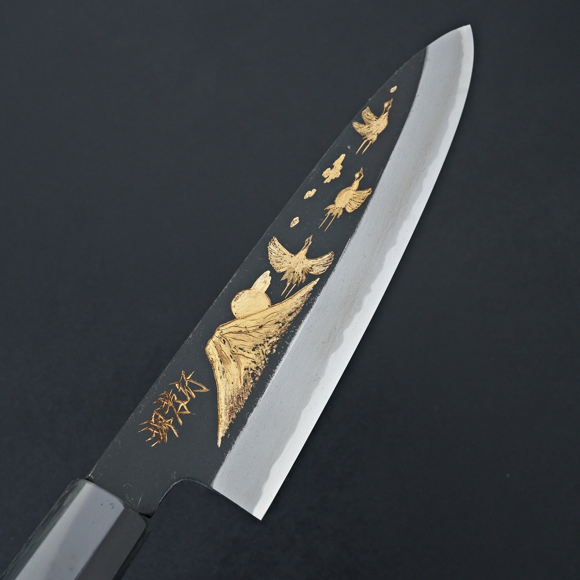 Sakai Takayuki Michiko Kubota "Mt. Fuji and Crane" Gold Engraved Gyuto 210mm-Knife-Sakai Takayuki-Carbon Knife Co