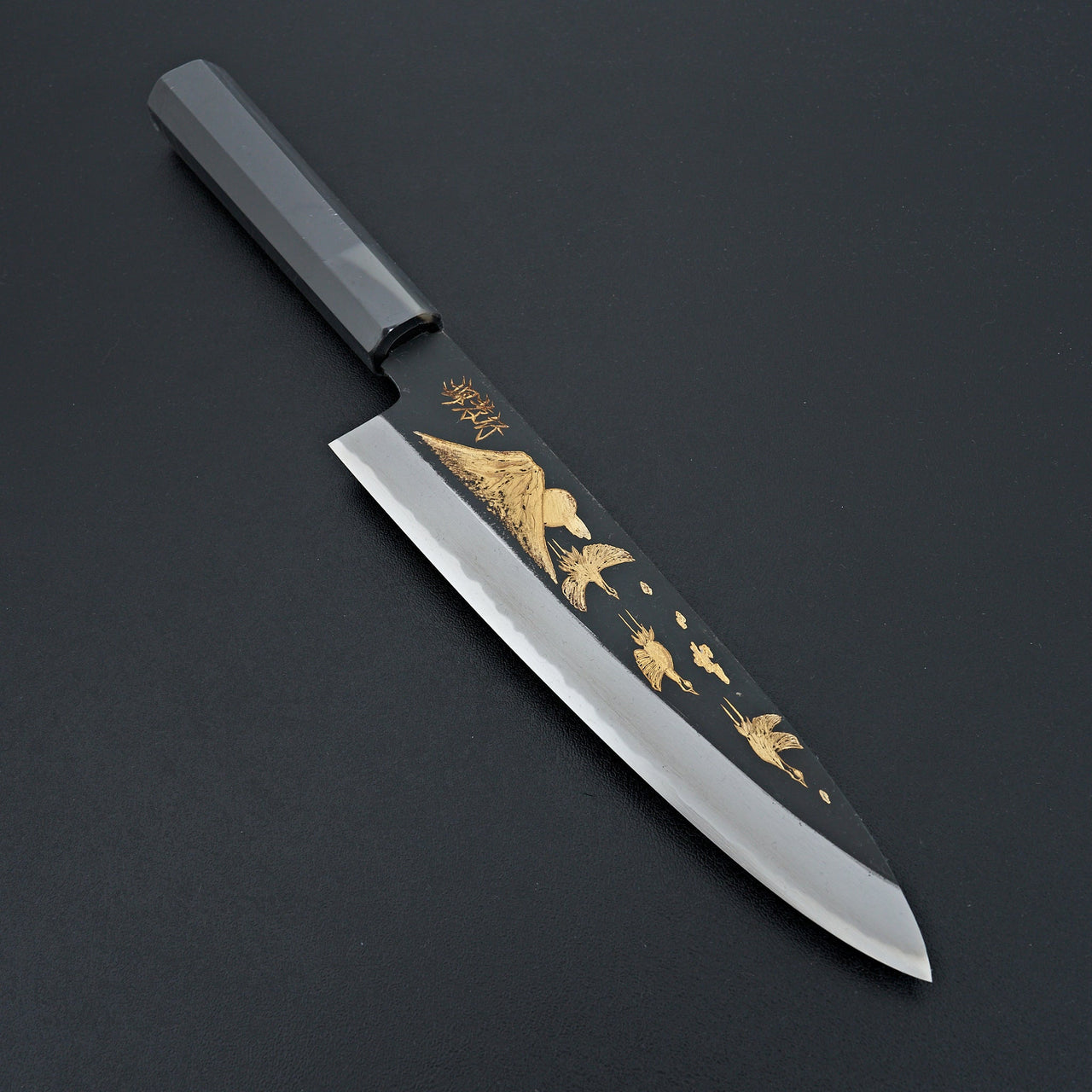 Sakai Takayuki Michiko Kubota "Mt. Fuji and Crane" Gold Engraved Gyuto 210mm-Knife-Sakai Takayuki-Carbon Knife Co