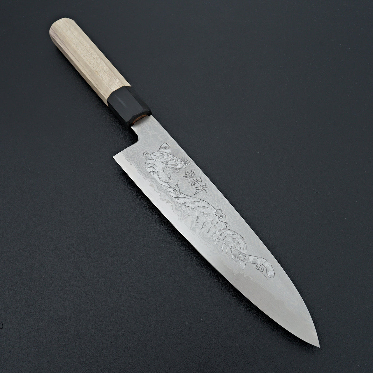 Sakai Takayuki Michiko Kubota "Tiger" Engraved Ginsan Gyuto 210mm-Knife-Sakai Takayuki-Carbon Knife Co