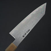 Satoshi Nakagawa Blue 1 Damascus Bunka-Handk-Carbon Knife Co